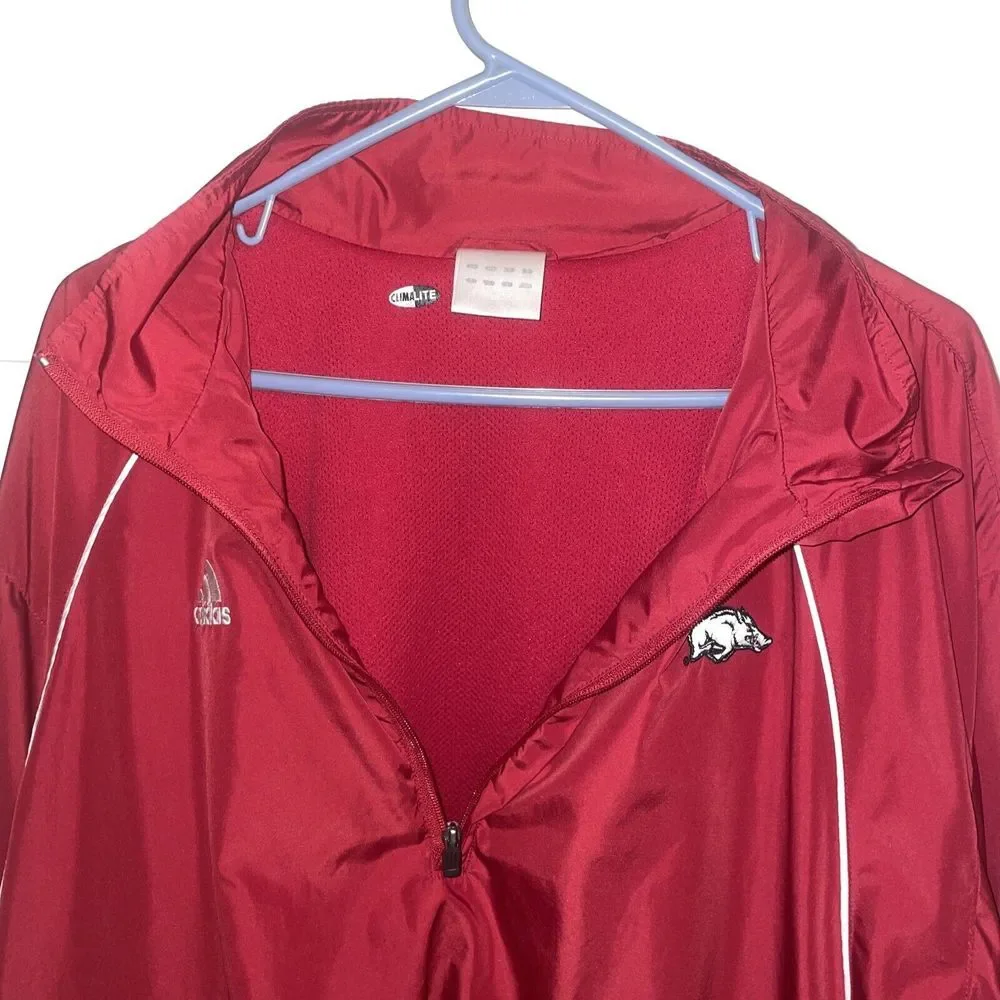 Adidas Windbreaker Jacket Mens 2XL Red‎ Maroon Lighweight Long Sleeve Pullover